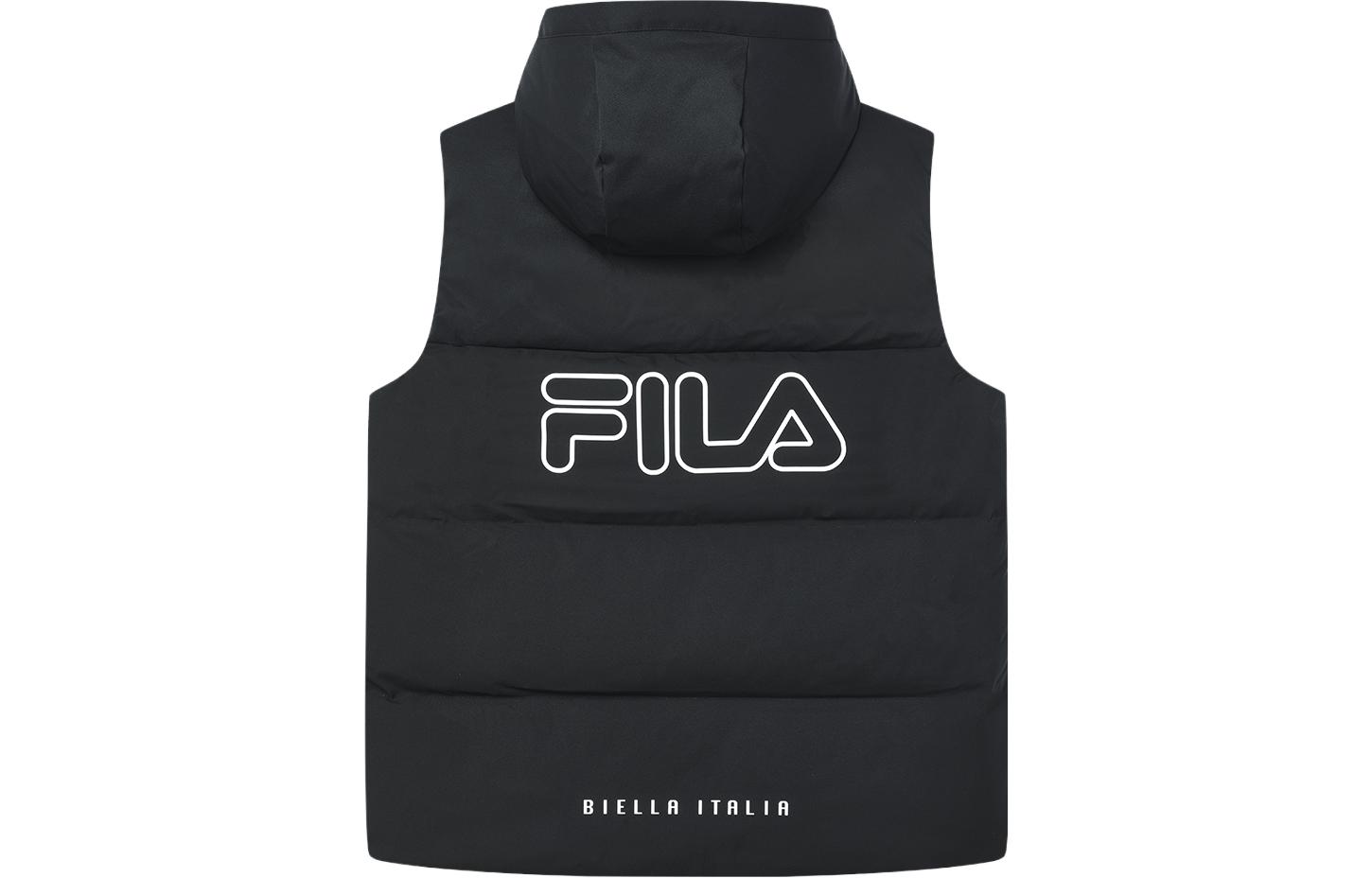 Order FILA ORIGINALE ブラックロゴプリントパファーベストフーディー カジュアルスタイル F11M349908FBK