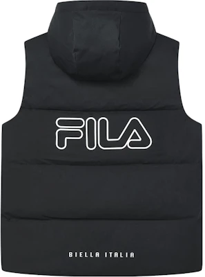 FILA ORIGINALE Chaleco Acolchado con Capucha y Logo Negro Estilo Casual. F11M349908FBK Order FILA ORIGINALE Chaleco Acolchado con Capucha y Logo Negro Estilo Casual. F11M349908FBK