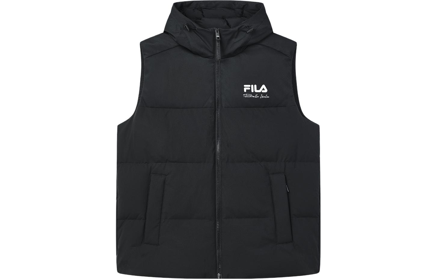 Lookbook FILA ORIGINALE ブラックロゴプリントパファーベストフーディー カジュアルスタイル F11M349908FBK