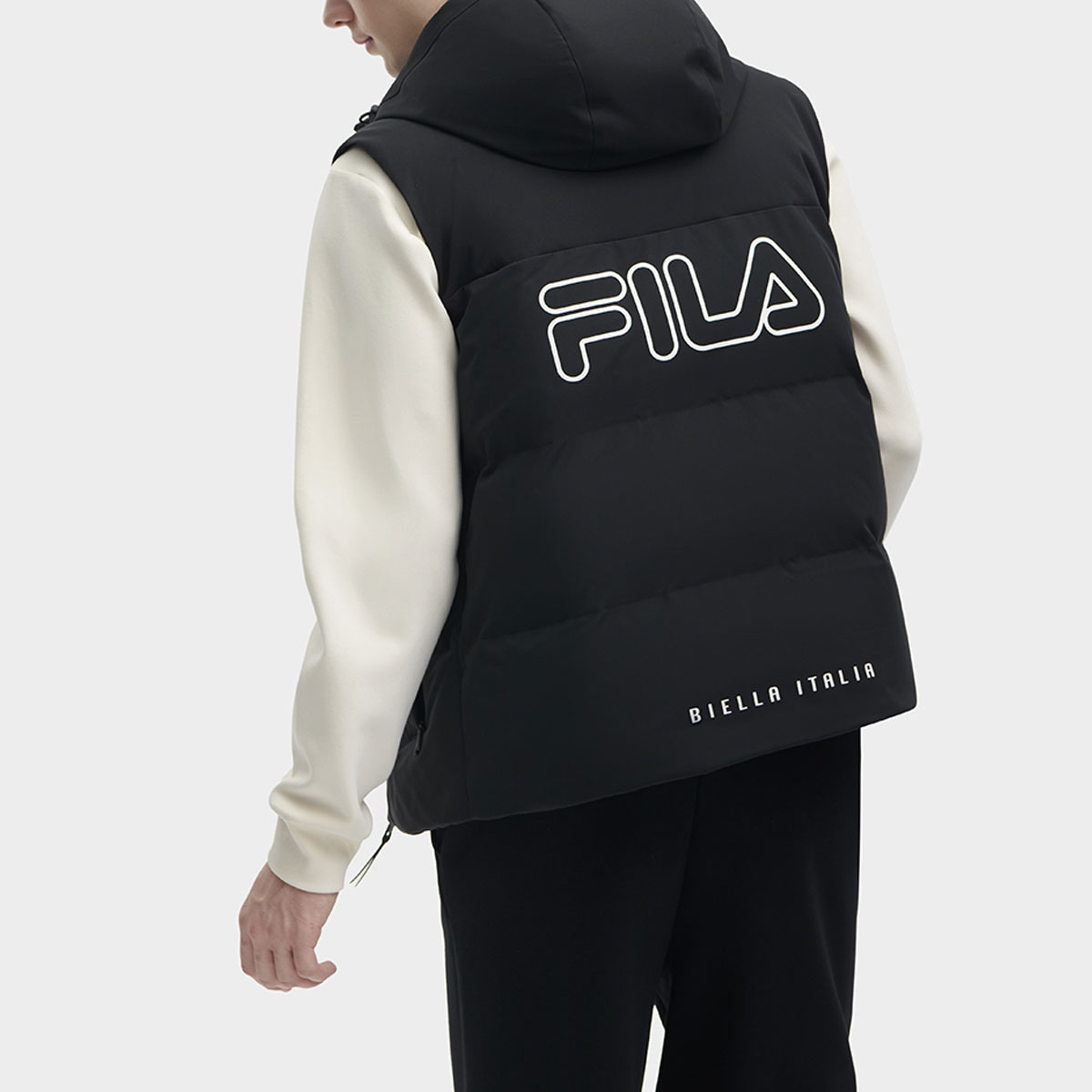Purchase FILA ORIGINALE ブラックロゴプリントパファーベストフーディー カジュアルスタイル F11M349908FBK