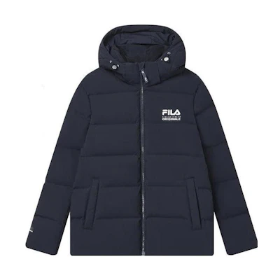 FILA ORIGINALE Blue Letter Zipper Hooded Down Jacket F11M349909F-NV