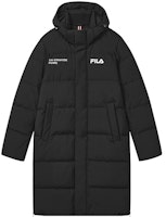 FILA ORIGINALE Long Down Jacket Windproof Black Casual Fit Winter Coat F11M249921FBK FILA ORIGINALE Long Down Jacket Windproof Black Casual Fit Winter Coat F11M249921FBK