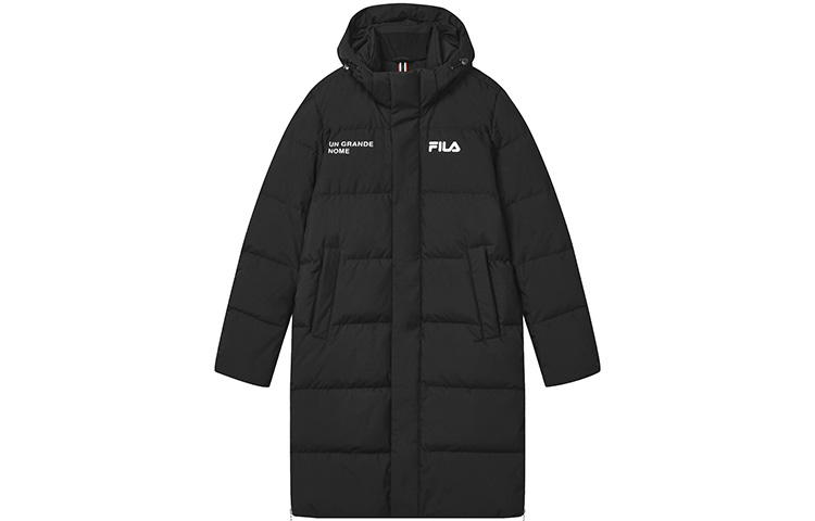 Order FILA ORIGINALE  Long Down Jacket Windproof Black Casual Fit Winter Coat F11M249921FBK