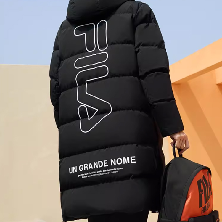 Details for FILA ORIGINALE  Long Down Jacket Windproof Black Casual Fit Winter Coat F11M249921FBK