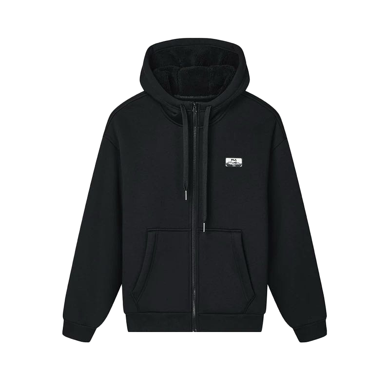 FILA ORIGINALE Black Fleece Zip-Up Casual Hoodie Jacket F51M449502F-BK