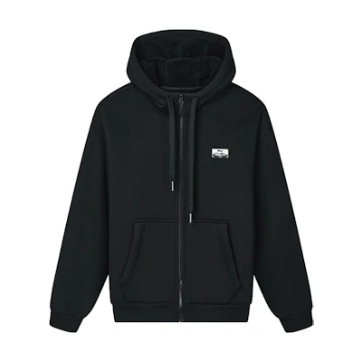 FILA ORIGINALE Black Fleece Zip-Up Casual Hoodie Jacket F51M449502F-BK