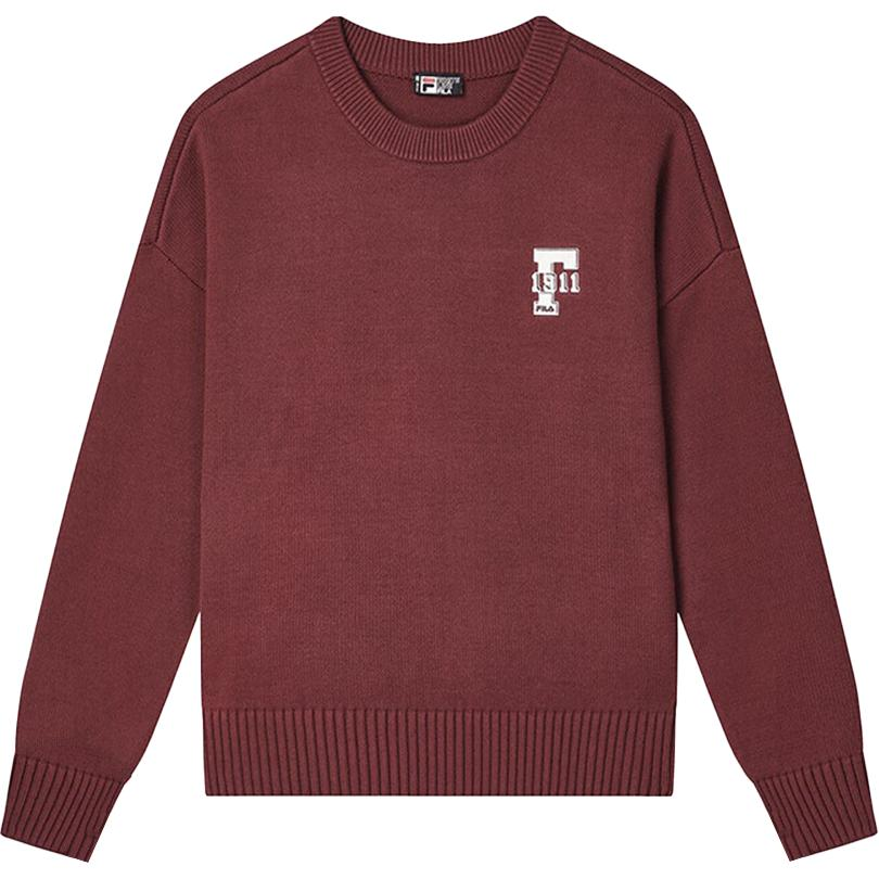 FILA ORIGINALE F1911 Burgundy Knit Crewneck Long-Sleeve Sweatshirt F51M449401F-WI