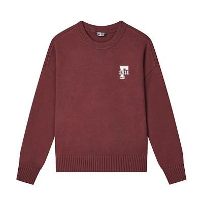 FILA ORIGINALE F1911 Burgundy Knit Crewneck Long-Sleeve Sweatshirt F51M449401F-WI