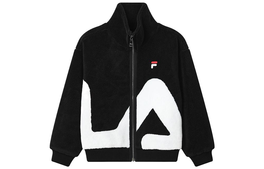 FILA ORIGINALE Fleece-Lined Sherpa Jacket Black Unisex with Logo Print. F51U248926F-BK