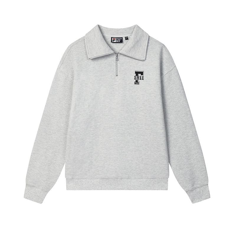 FILA ORIGINALE Half-Zip Pullover Sweatshirt Gray Unisex Casual Vintage Style. F11U439205FMG