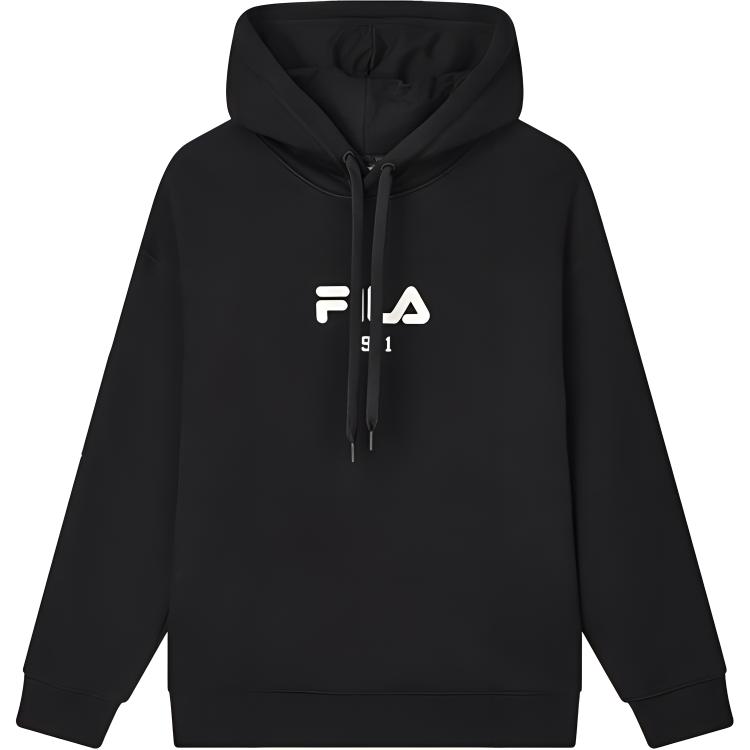 FILA ORIGINALE Logo Black Fleece Knit Sweatshirt Unisex Casual Loose Fit F51M449202F-BK