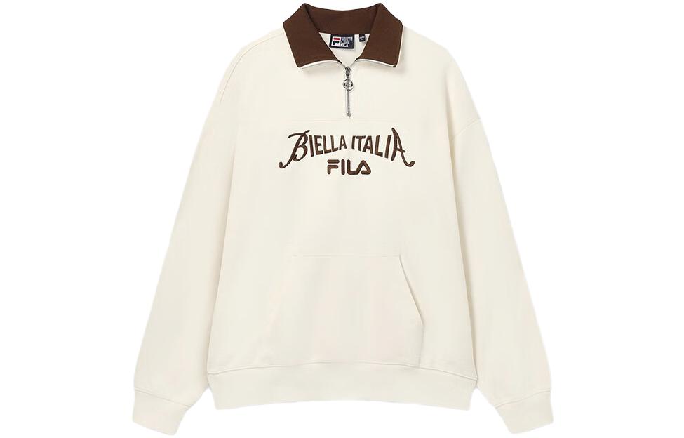 FILA ORIGINALE Retro Letter Print Pullover Sweatshirt White Unisex F11U339201FIV