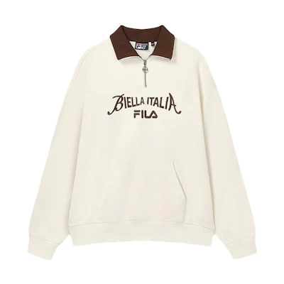FILA ORIGINALE Retro Letter Print Pullover Sweatshirt White Unisex F11U339201FIV