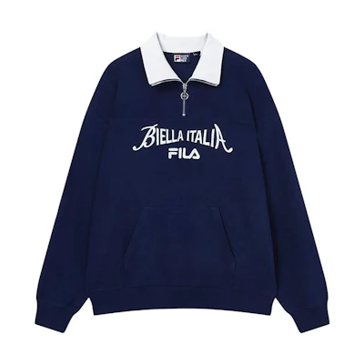 FILA ORIGINALE Retro Letter Print Pullover Sweatshirt Navy Unisex F11U339201FNV
