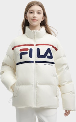 FILA ORIGINALE Retro Winter Thick Down Jacket Unisex - Reed White. F11U349903F-IV Sizing FILA ORIGINALE Retro Winter Thick Down Jacket Unisex - Reed White. F11U349903F-IV