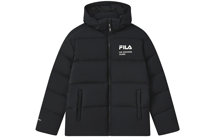 Order FILA Originale Jaket Hooded Hitam Unisex, Kasual & Hangat, Lengan Panjang. F11U249902F-BK