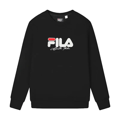 FILA ORIGINALE Unisex Black Vintage Loose-Fit Crewneck Sweatshirt F51M449204F-BK