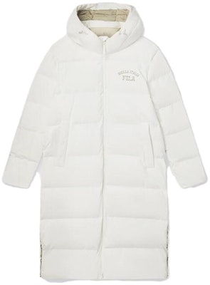 FILA ORIGINALE Unisex Long Down Coat Windproof Warm White Jacket. F51U349902F-IV Order FILA ORIGINALE Unisex Long Down Coat Windproof Warm White Jacket. F51U349902F-IV