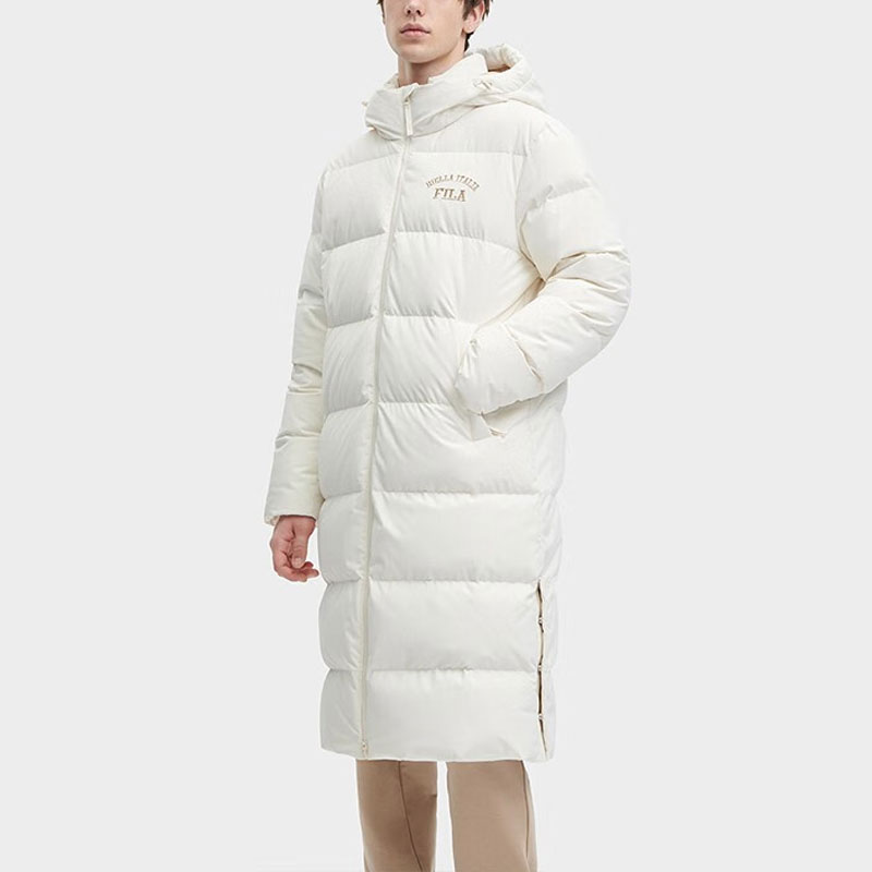 Details for FILA ORIGINALE Unisex Long Down Coat Windproof Warm White Jacket. F51U349902F-IV