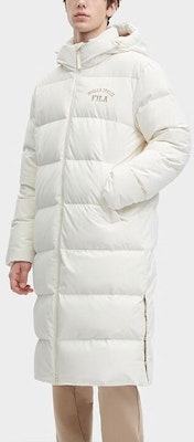 FILA ORIGINALE Unisex Long Down Coat Windproof Warm White Jacket. F51U349902F-IV Details for FILA ORIGINALE Unisex Long Down Coat Windproof Warm White Jacket. F51U349902F-IV