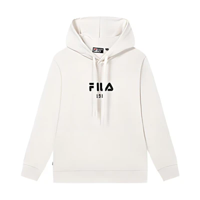 FILA ORIGINALE Unisex Oversized Knit Hoodie with Fleece Lining in Steam White F51M449202F-IV
