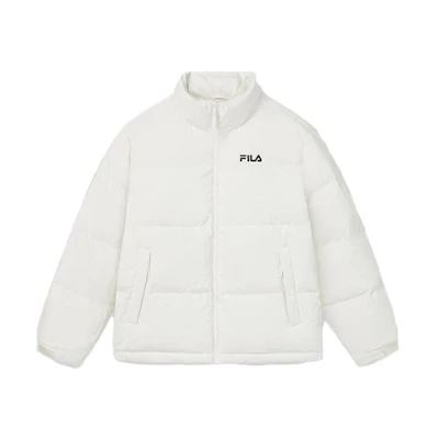FILA Originale Unisex White Logo Print Thick Warm Windproof Down Jacket. F51U349901F-IV