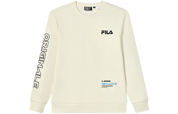 FILA ORIGINALE Winter Pullover Fleece Sweatshirt Mist White Logo Design F11M249213FIV