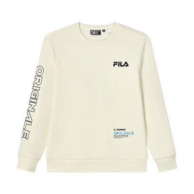 FILA ORIGINALE Winter Pullover Fleece Sweatshirt Mist White Logo Design F11M249213FIV