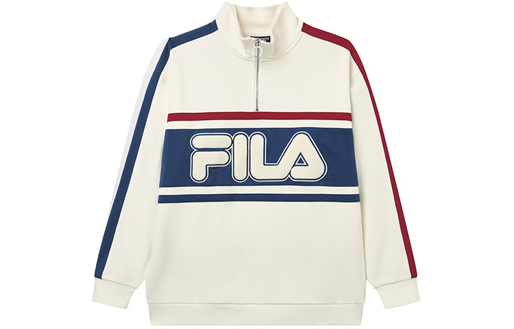 FILA Originals Retro Colorblock Half-Zip Pullover Sweatshirt Unisex - Ivory F11U239299FIV