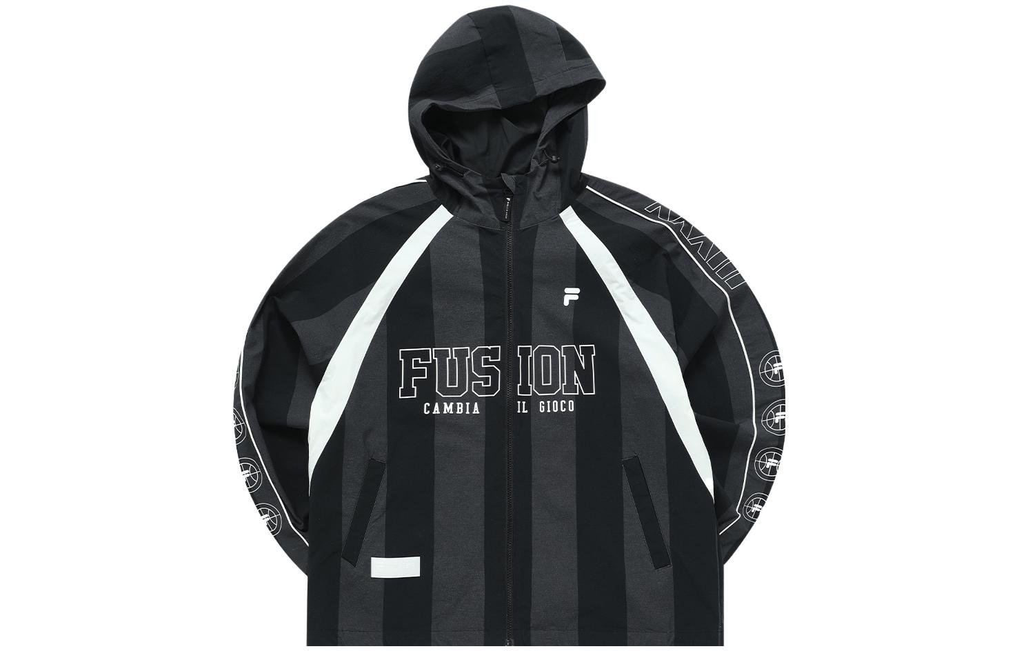 FILA Oversized Colorblock Logo Print Woven Track Jacket - Black T11M335703F-BK