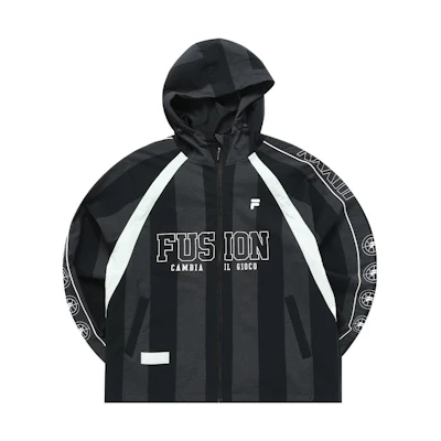 FILA Oversized Colorblock Logo Print Woven Track Jacket - Black T11M335703F-BK
