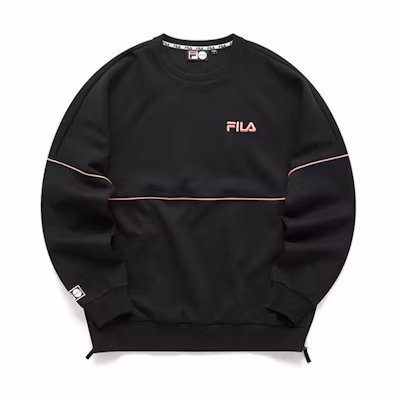 FILA Oversized Crewneck Pullover Sweatshirt Unisex Black T51U116205BBK