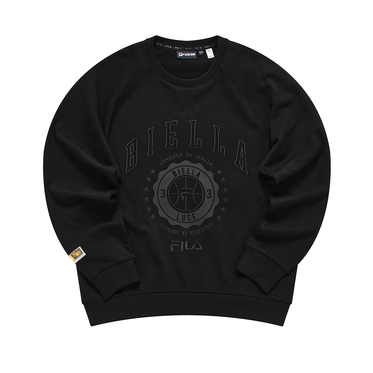 FILA Oversized Embroidered Logo Crewneck Sweatshirt Black T11M315203F-BK