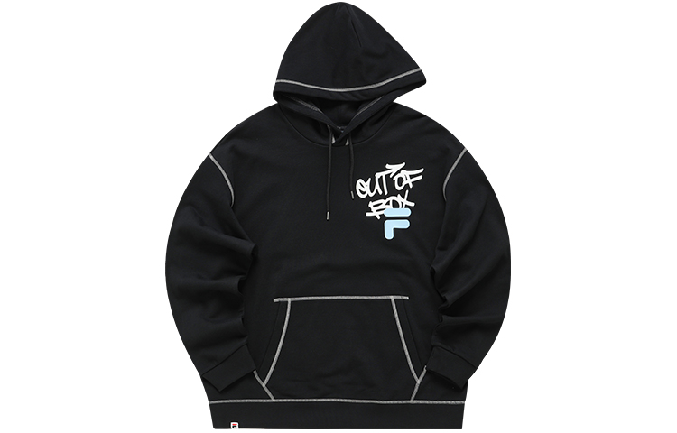 FILA Oversized Fleece Logo Hoodie Black - Unisex T11U216204F-BK