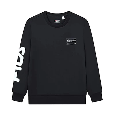 FILA Oversized Logo Print Pullover Sweatshirt - Black F11M149227F-NV