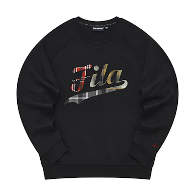 FILA Oversized Logo Pullover Sweatshirt in Deep Black T11M242205F-BK