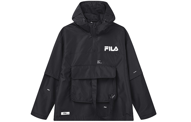 FILA Oversized Pocket Solid Color Hooded Woven Jacket - Legendary Blue F11M149703F-NV