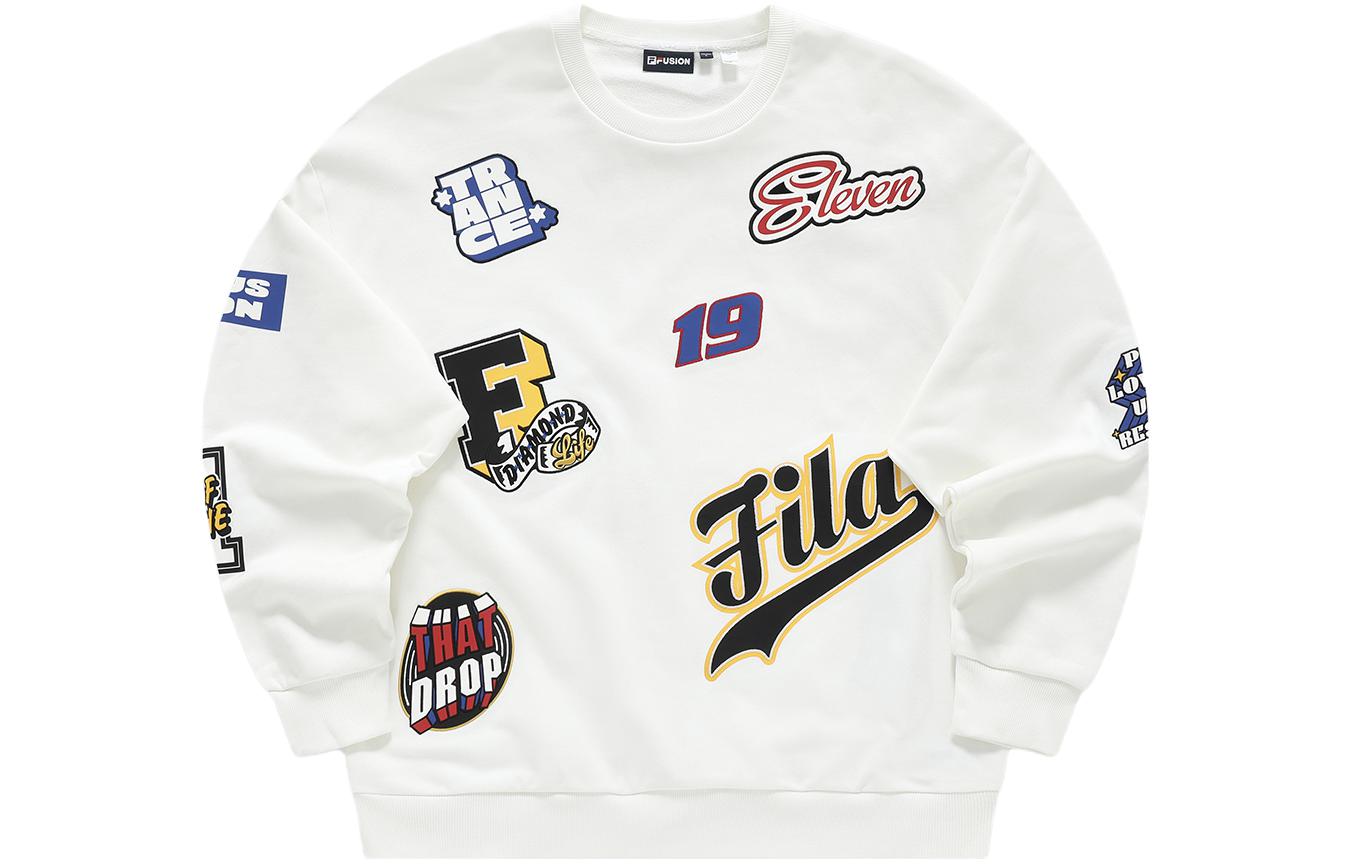 FILA Oversized Pullover Sweatshirt with Letter Print in White T11M342201F-WT