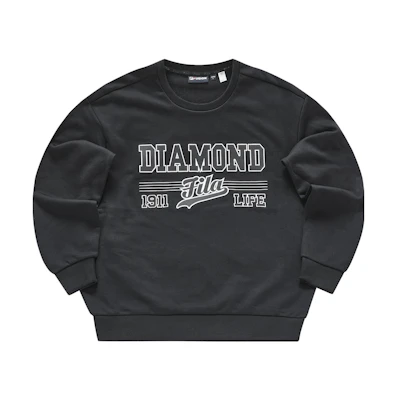 FILA Oversized Pullover Sweatshirt with Logo Print in Deep Black T11M342208F-BK