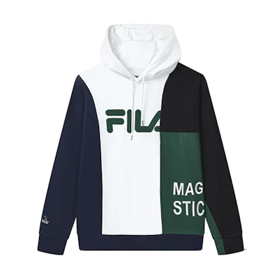 FILA Oversized Vintage Logo Hoodie in Navy Blue for Men - Retro American Style F11M319205F-NV