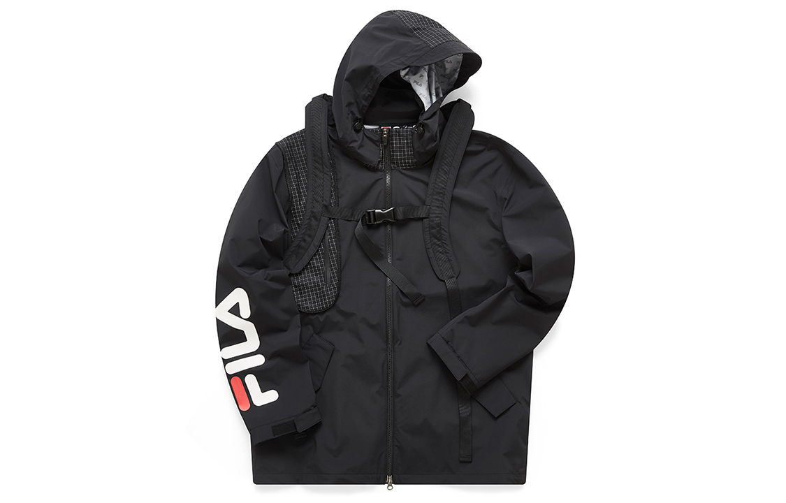FILA Packable Cycling Hooded Woven Jacket - Deep Black T11M043701F-BK
