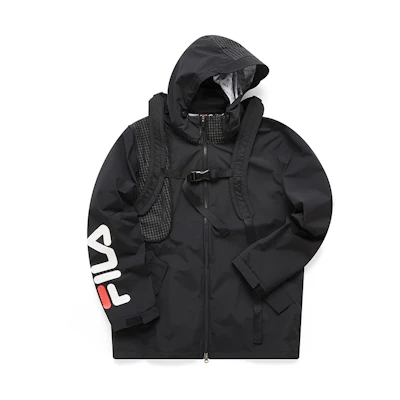 FILA Packable Cycling Hooded Woven Jacket - Deep Black T11M043701F-BK
