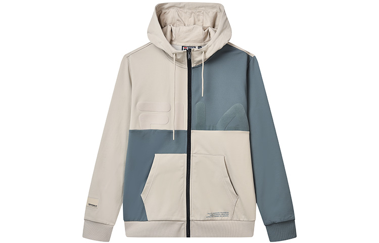 FILA Patchwork Colorblock Knit Hoodie Jacket Yang Wood Color Spring/Fall F11M239502F-LK