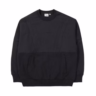 FILA Patchwork Crewneck Oversized Long Sleeve Sweatshirt Unisex Black FS2POE1184X-BLK