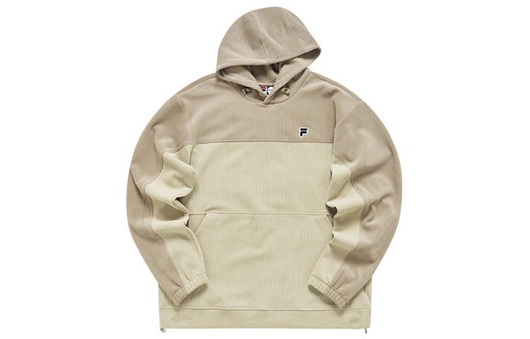FILA Patchwork Logo Hoodie - Off-White Camel Color Casual Style T81M142203A-DK