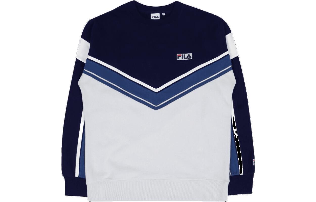 FILA Patchwork Striped Pullover Sweatshirt Unisex Navy Blue FS2POC3121X-NBE