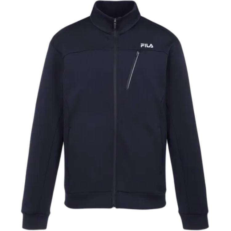 FILA Piqué Leather Training Jacket Unisex Blue Zip-Up with Logo Print FS2FTG3205UDNA