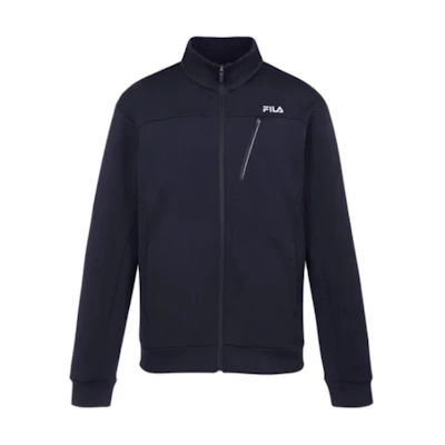FILA Piqué Leather Training Jacket Unisex Blue Zip-Up with Logo Print FS2FTG3205UDNA