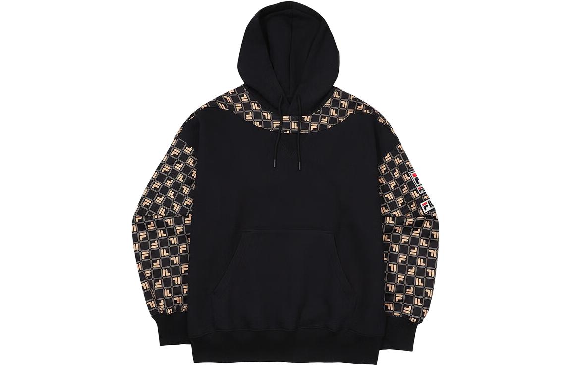 FILA Plaid Hooded Loose Pullover Sweatshirt Unisex Black FS2POF1118X-MAO