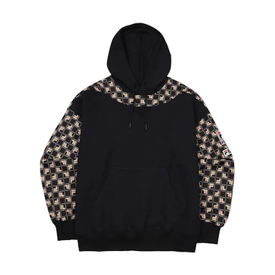 FILA Plaid Hooded Loose Pullover Sweatshirt Unisex Black FS2POF1118X-MAO